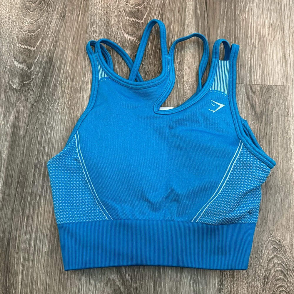 Gymshark blue crop top sports bra
